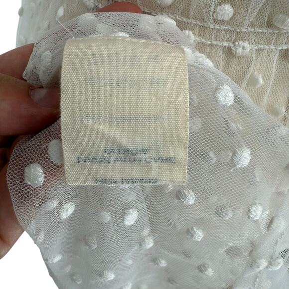 DOEN Bohemian Sheer White Swiss Dot Tulle Maxi Dress, Size M Unlined Summer - Picture 7 of 7